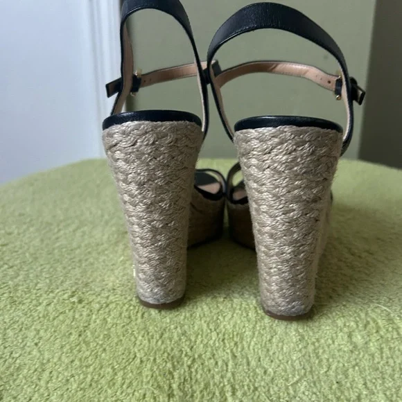 Michael Kors Black Espadrille Platform Wedge Sandals Heels - Picture 8 of 10